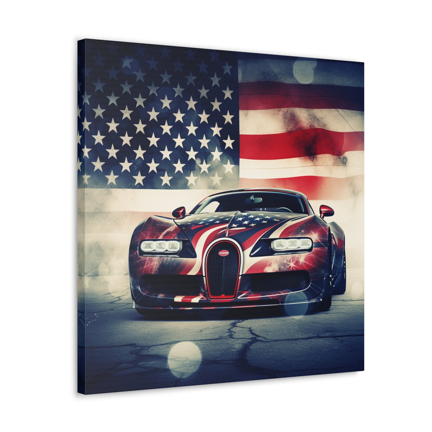 Canvas Gallery Wraps Abstract American Flag Background Bugatti 1