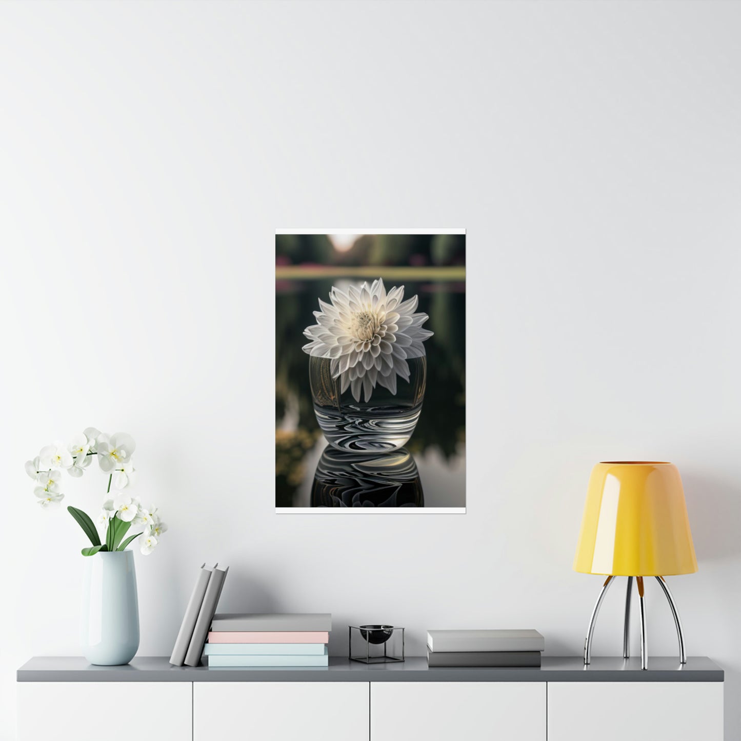 Premium Matte Vertical Posters White Dahlia 2