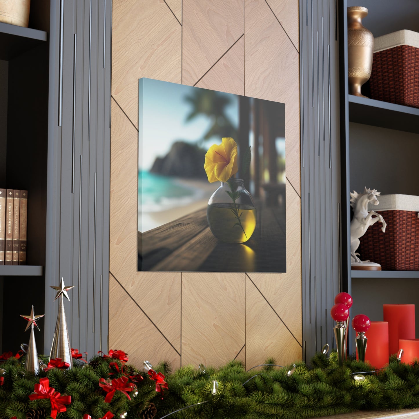 Canvas Gallery Wraps Yellow Hibiscus Wood 3