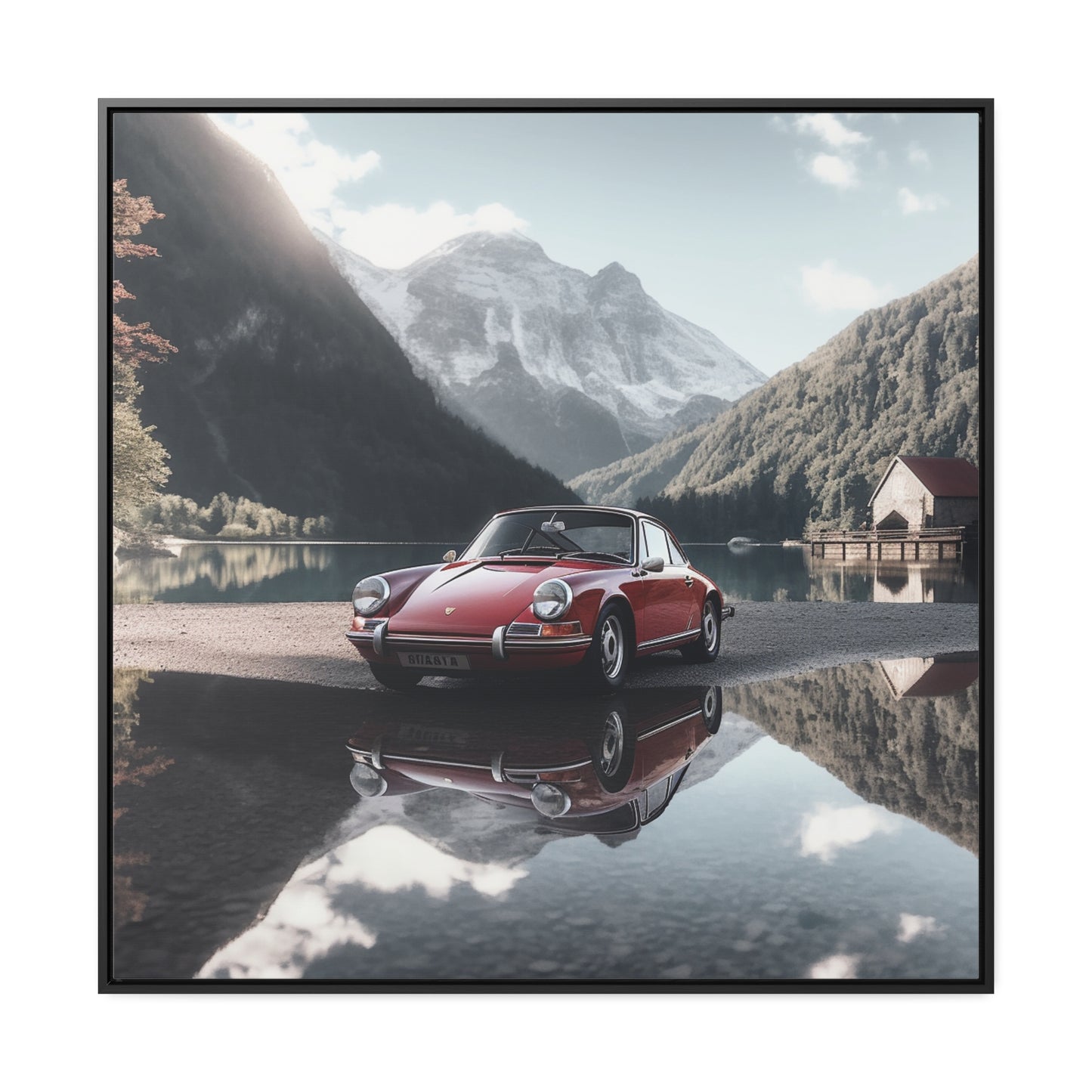Gallery Canvas Wraps, Square Frame Porsche Lake 4
