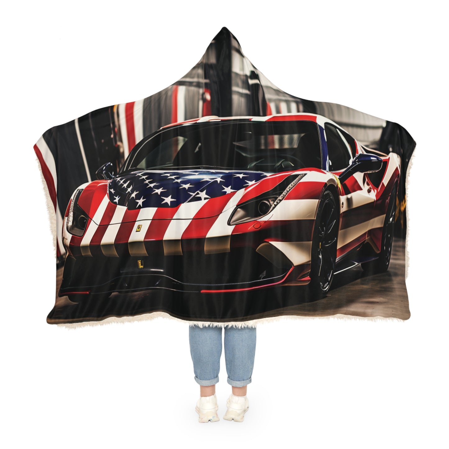 Snuggle Hooded Blanket American Flag Farrari 3