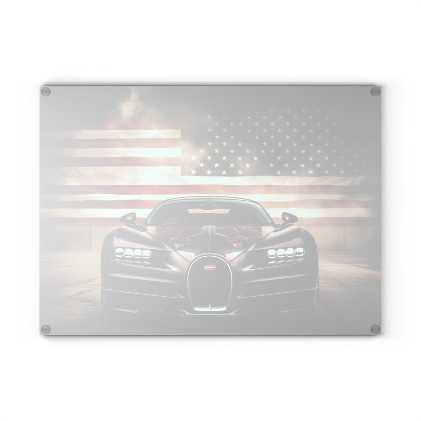 Glass Cutting Board American Flag Background Bugatti 2