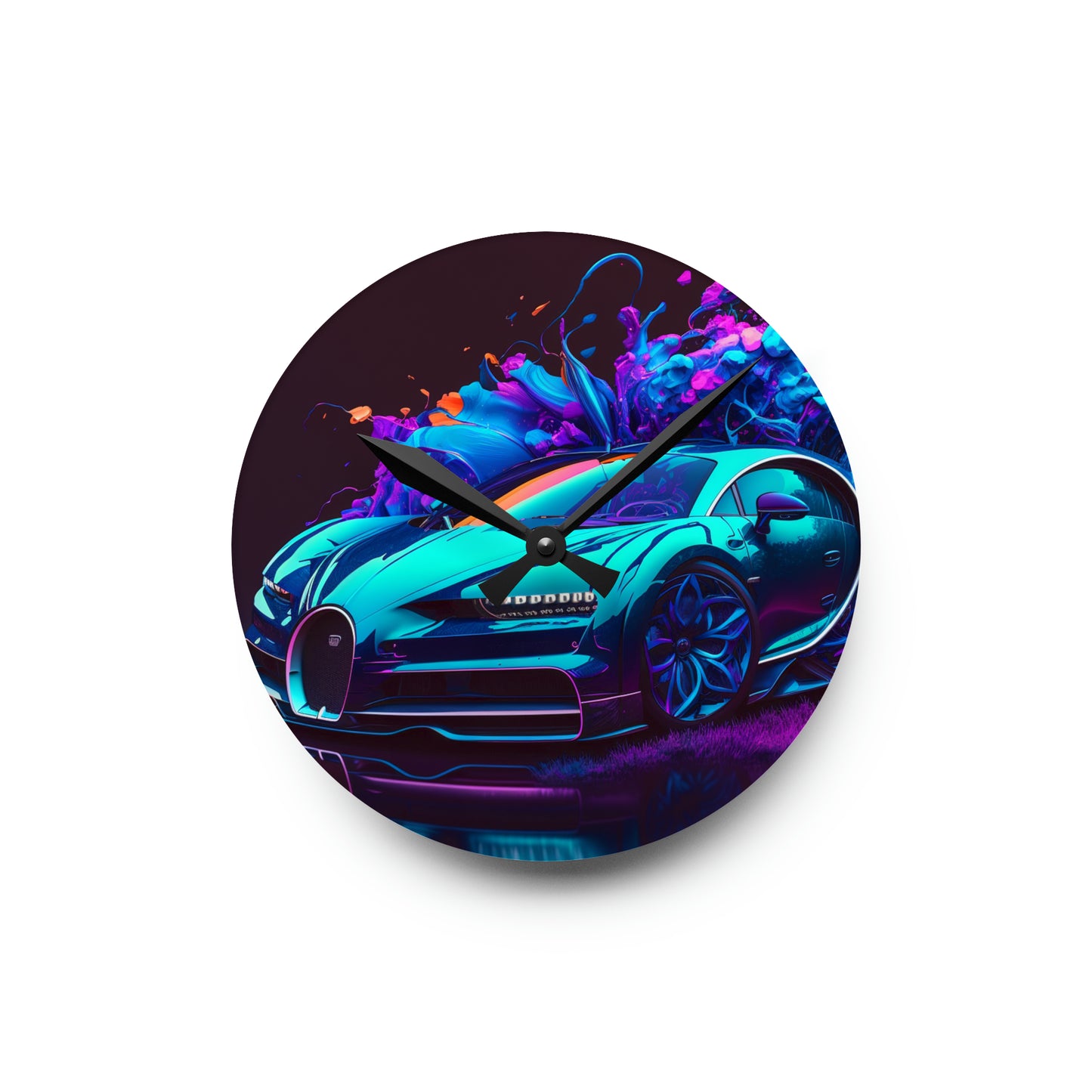 Acrylic Wall Clock Bugatti Neon Chiron 3