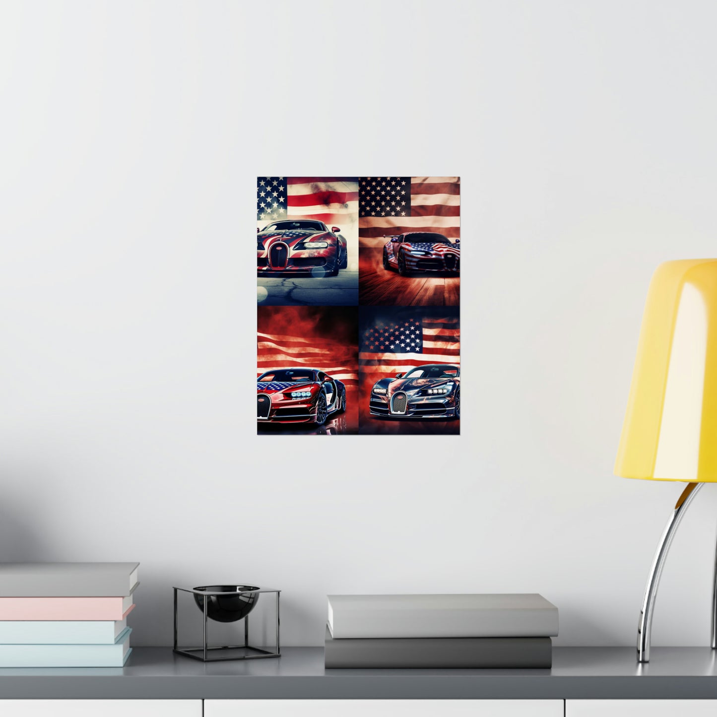 Premium Matte Vertical Posters Abstract American Flag Background Bugatti 5