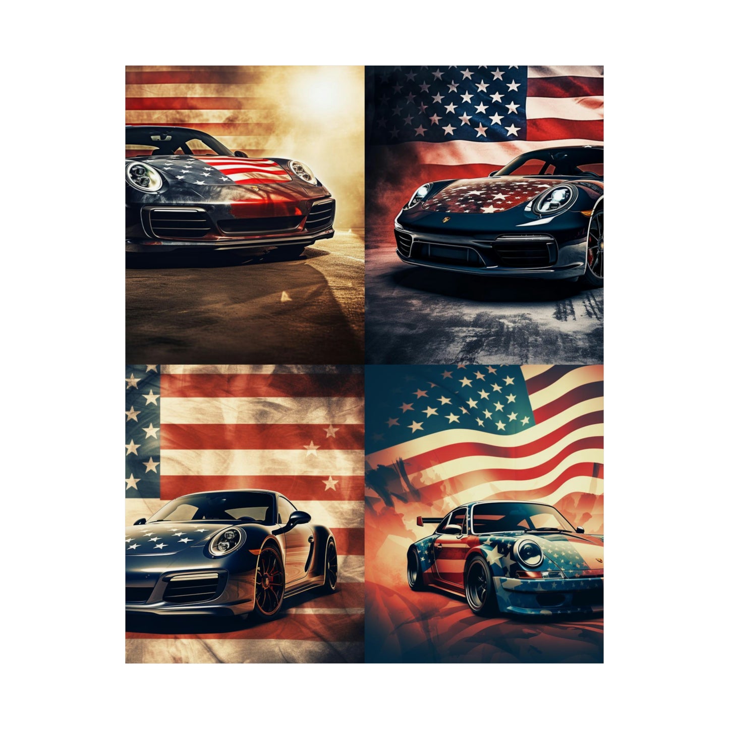 Premium Matte Vertical Posters Abstract American Flag Background Porsche 5