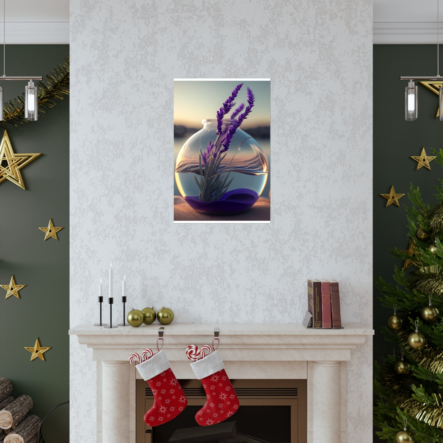 Premium Matte Vertical Posters Lavender in a vase 3