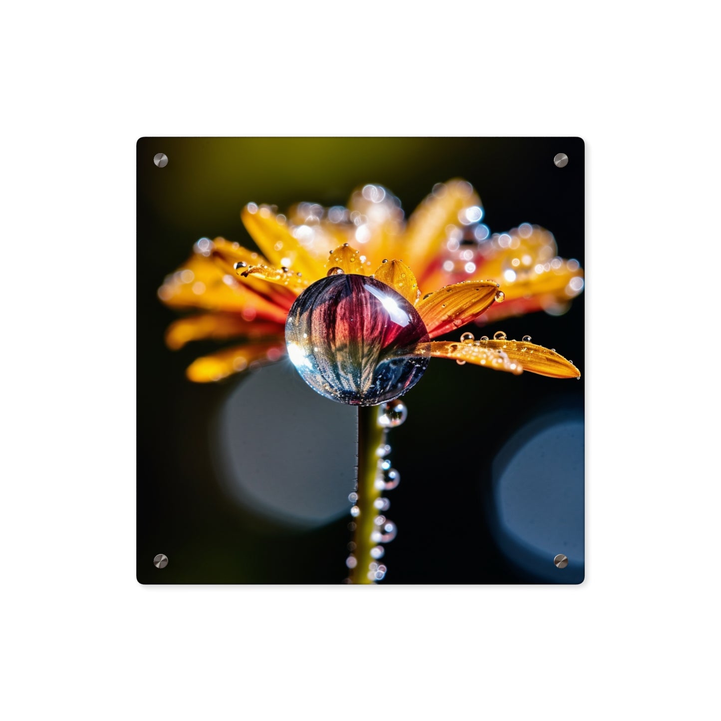 Acrylic Wall Art Panels Water drop Macro Flower 2