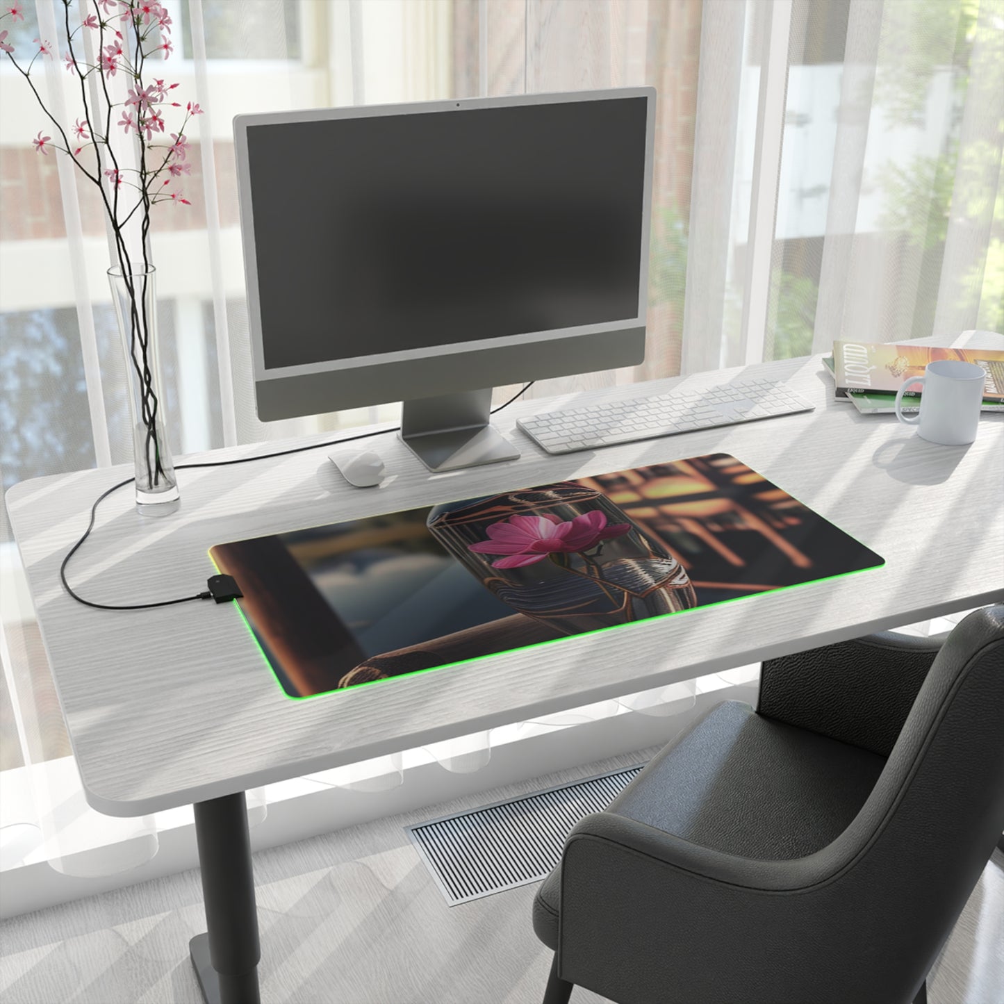 LED Gaming Mouse Pad Magnolia in a Glass vase 3