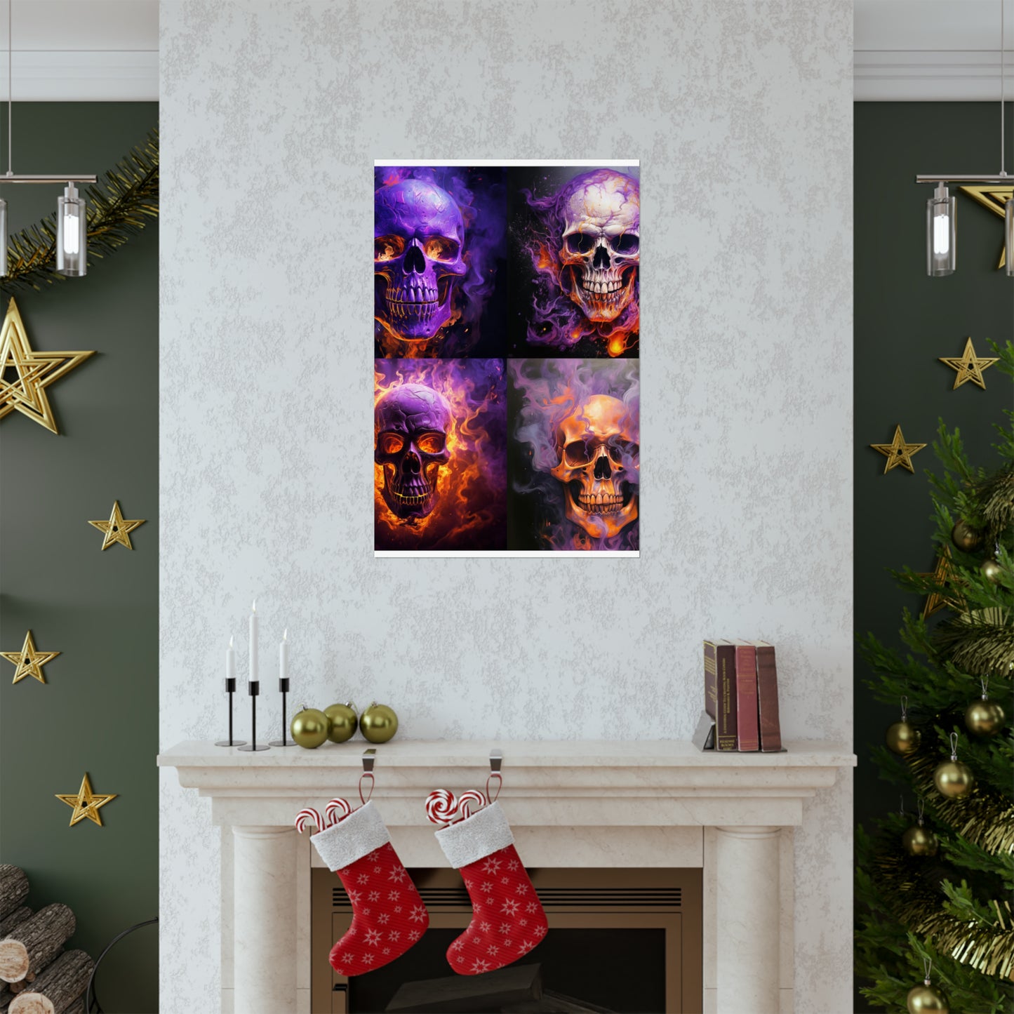 Premium Matte Vertical Posters Skull Flames 5