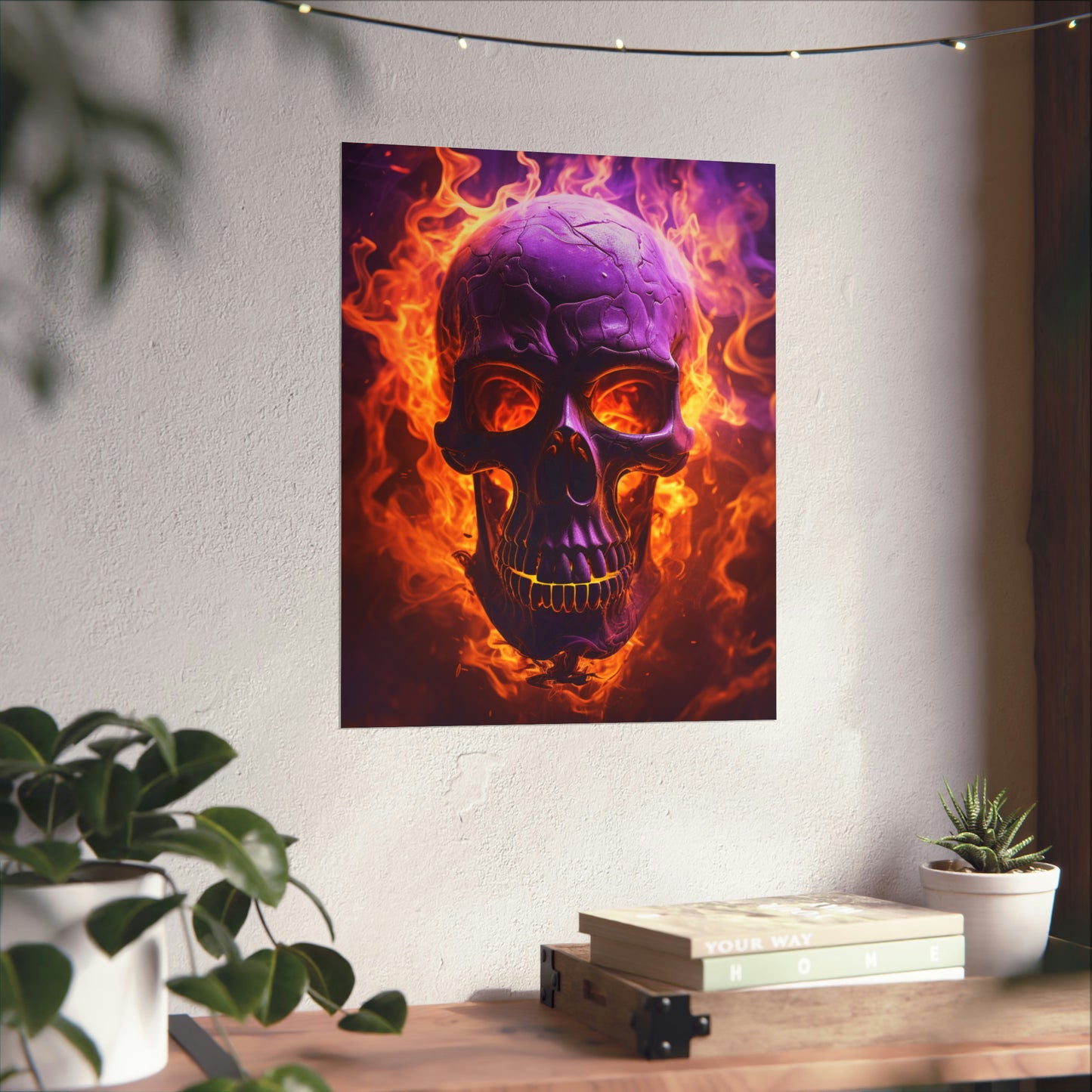 Premium Matte Vertical Posters Skull Flames 3