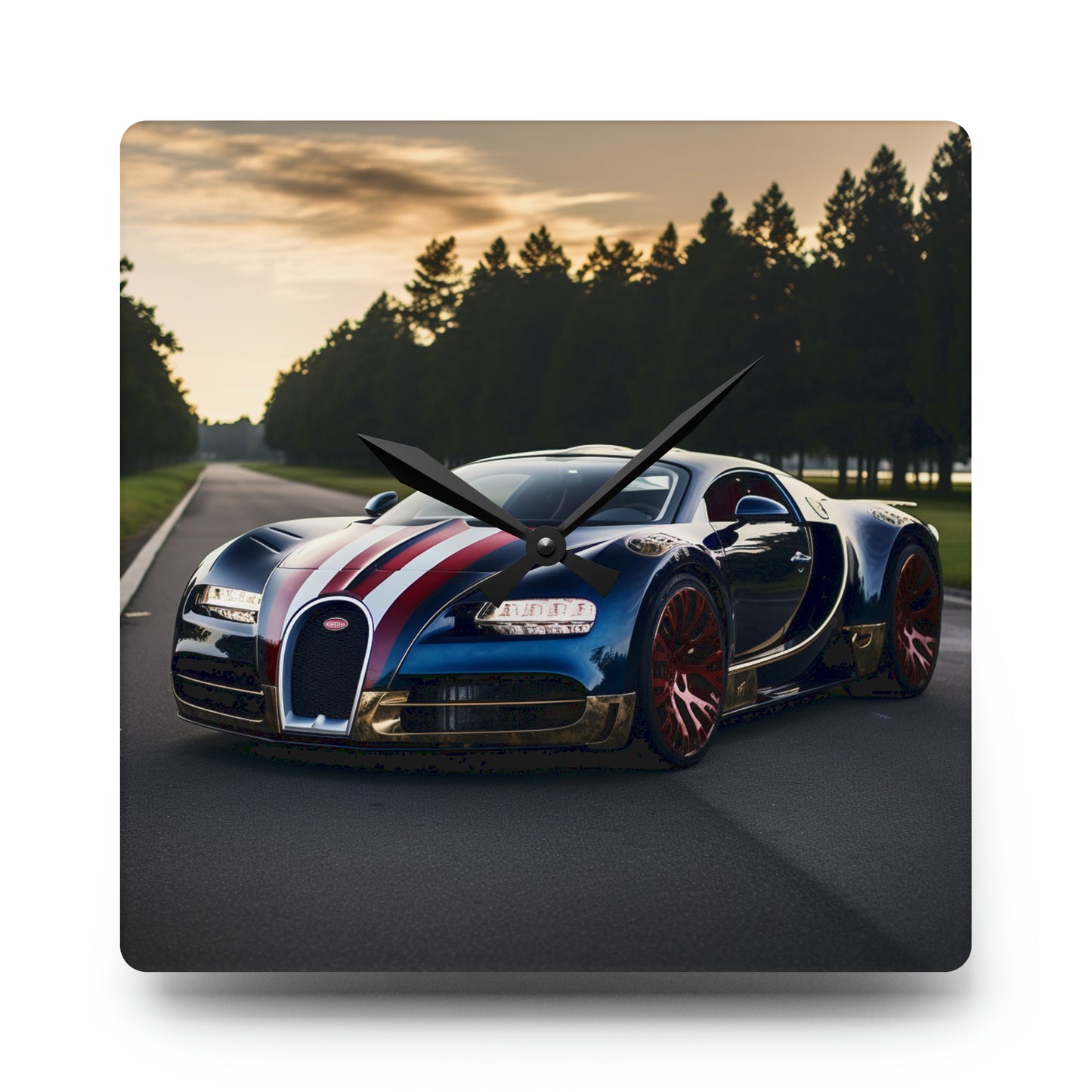 Acrylic Wall Clock Bugatti Flag American 1