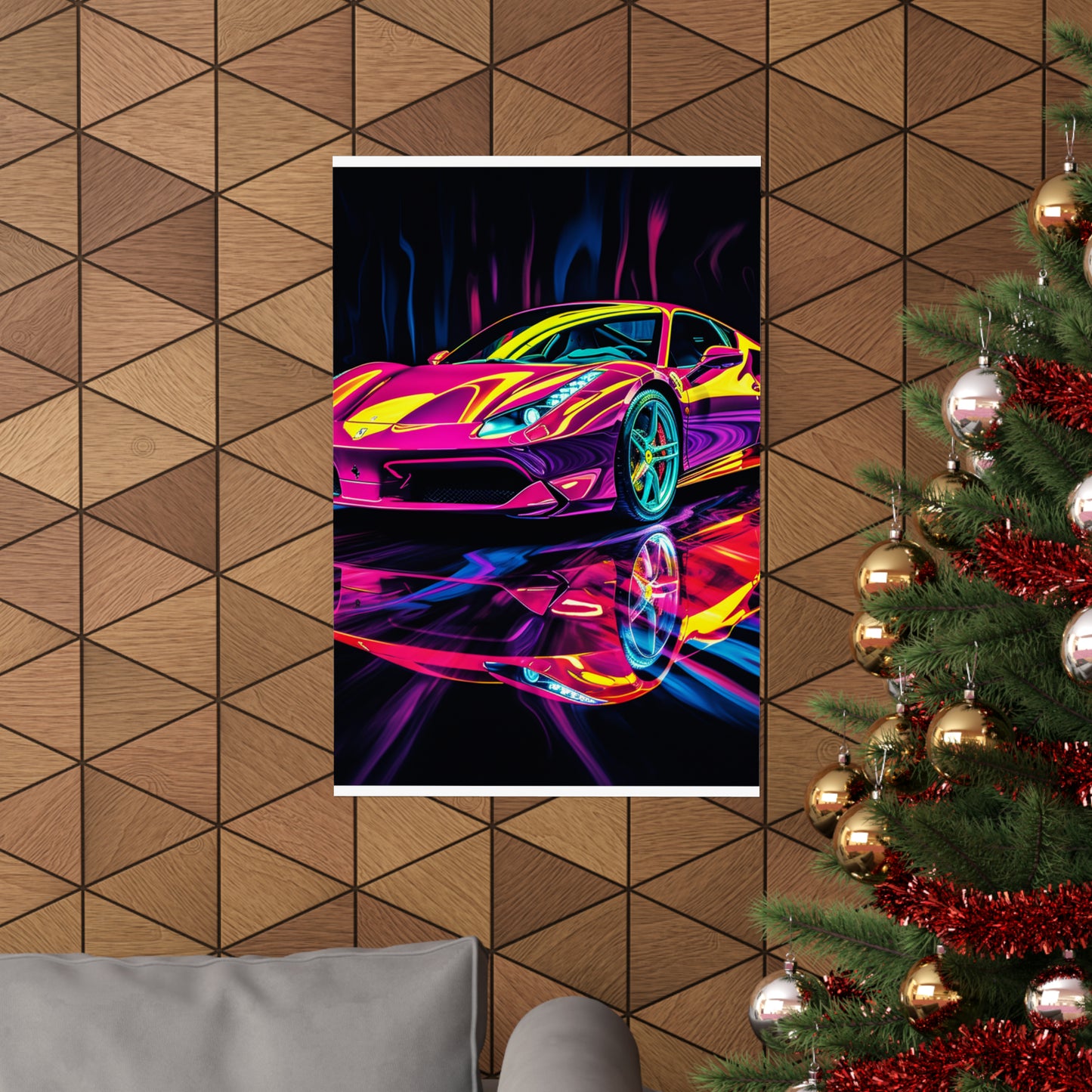 Premium Matte Vertical Posters Pink Ferrari Macro 2