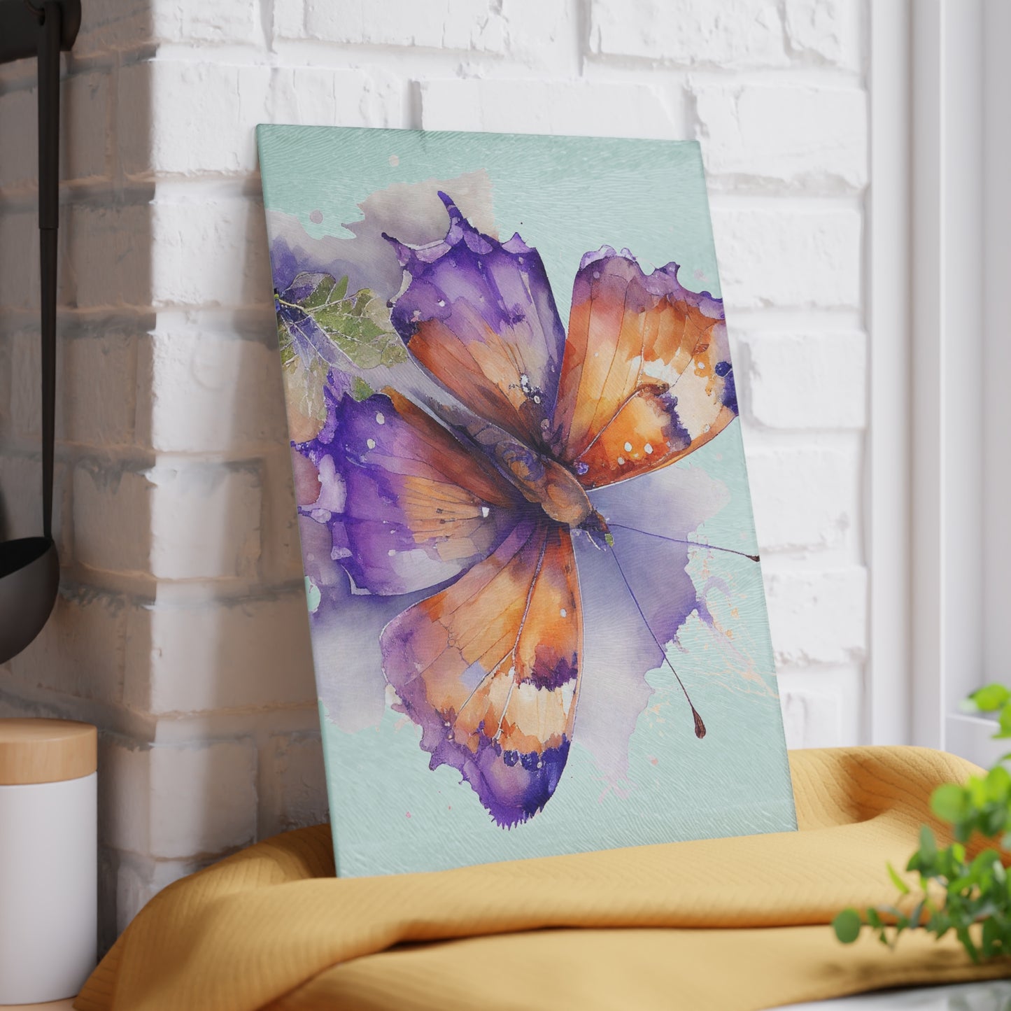 Glass Cutting Board MerlinRose Watercolor Butterfly 2