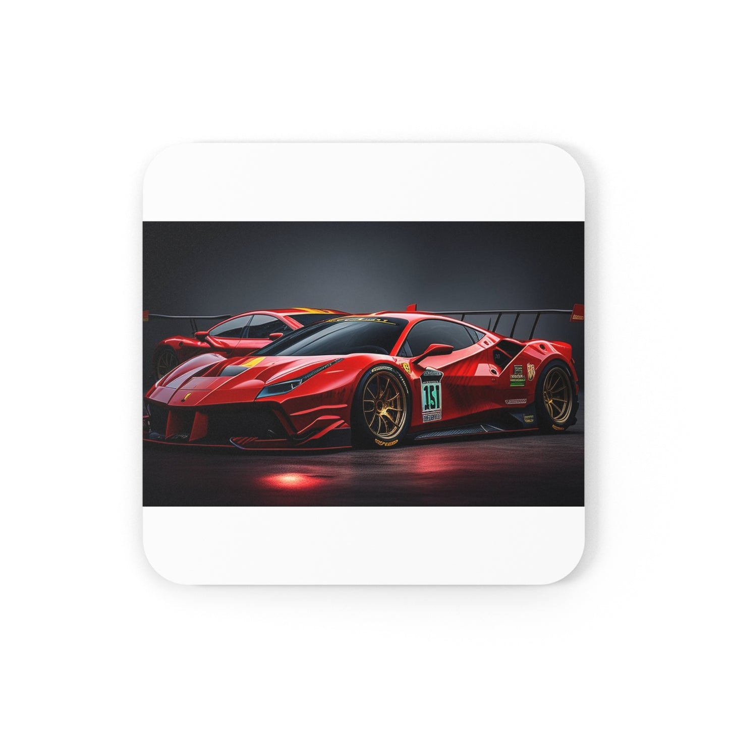 Corkwood Coaster Set Ferrari Red 2