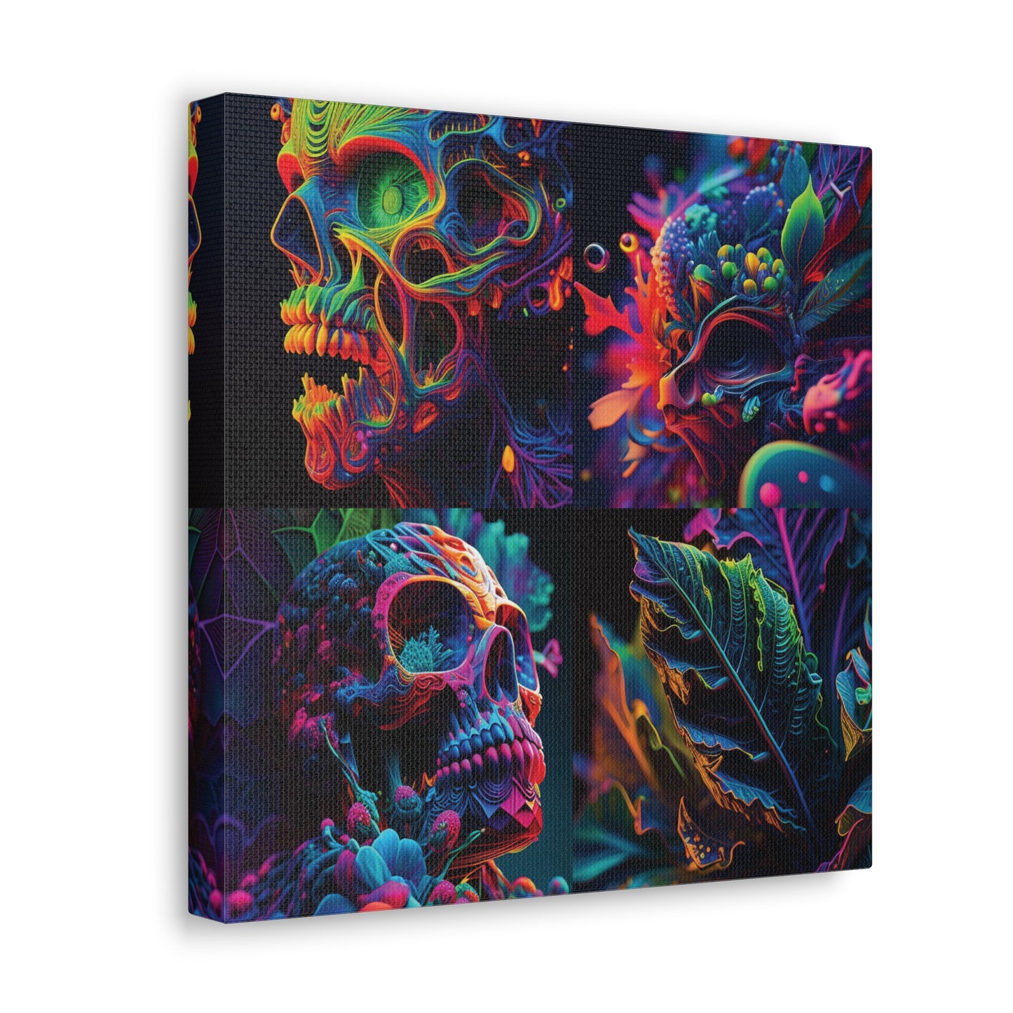 Canvas Gallery Wraps Florescent Skull Death 5