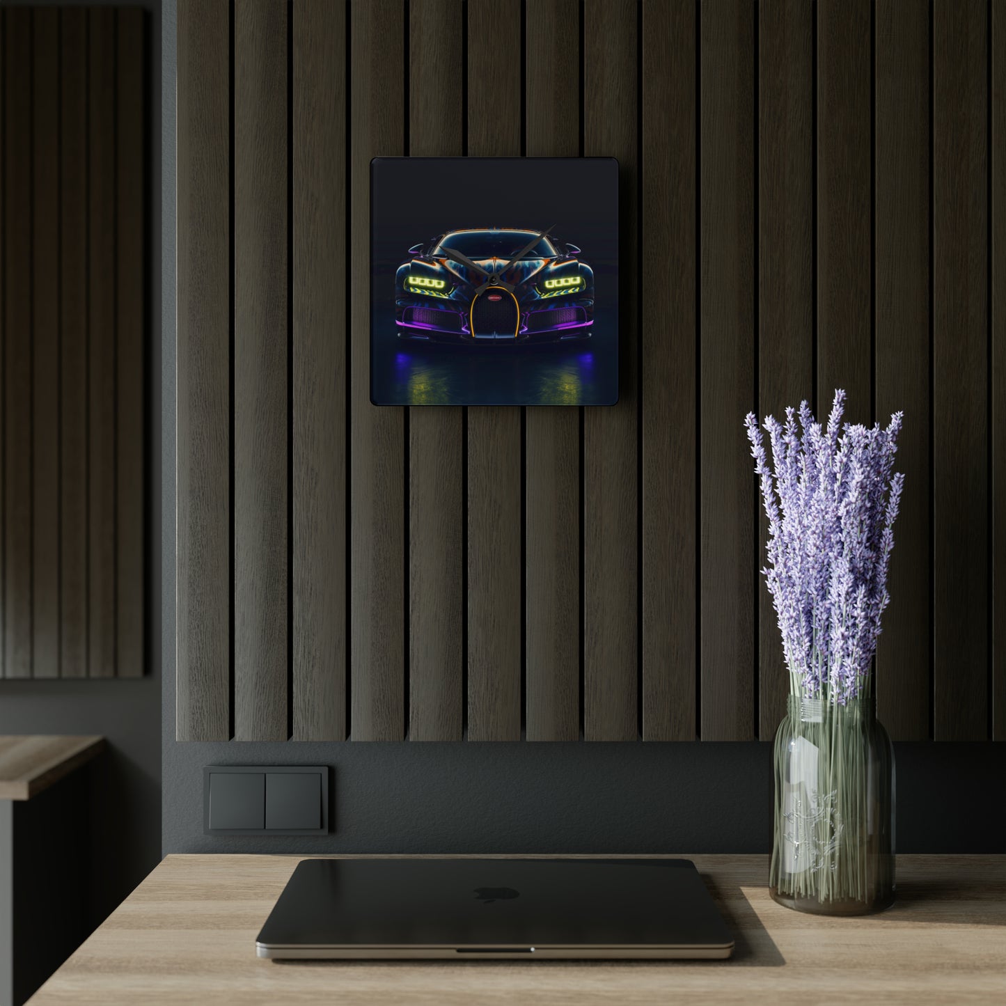 Acrylic Wall Clock Hyper Bugatti Chiron 3