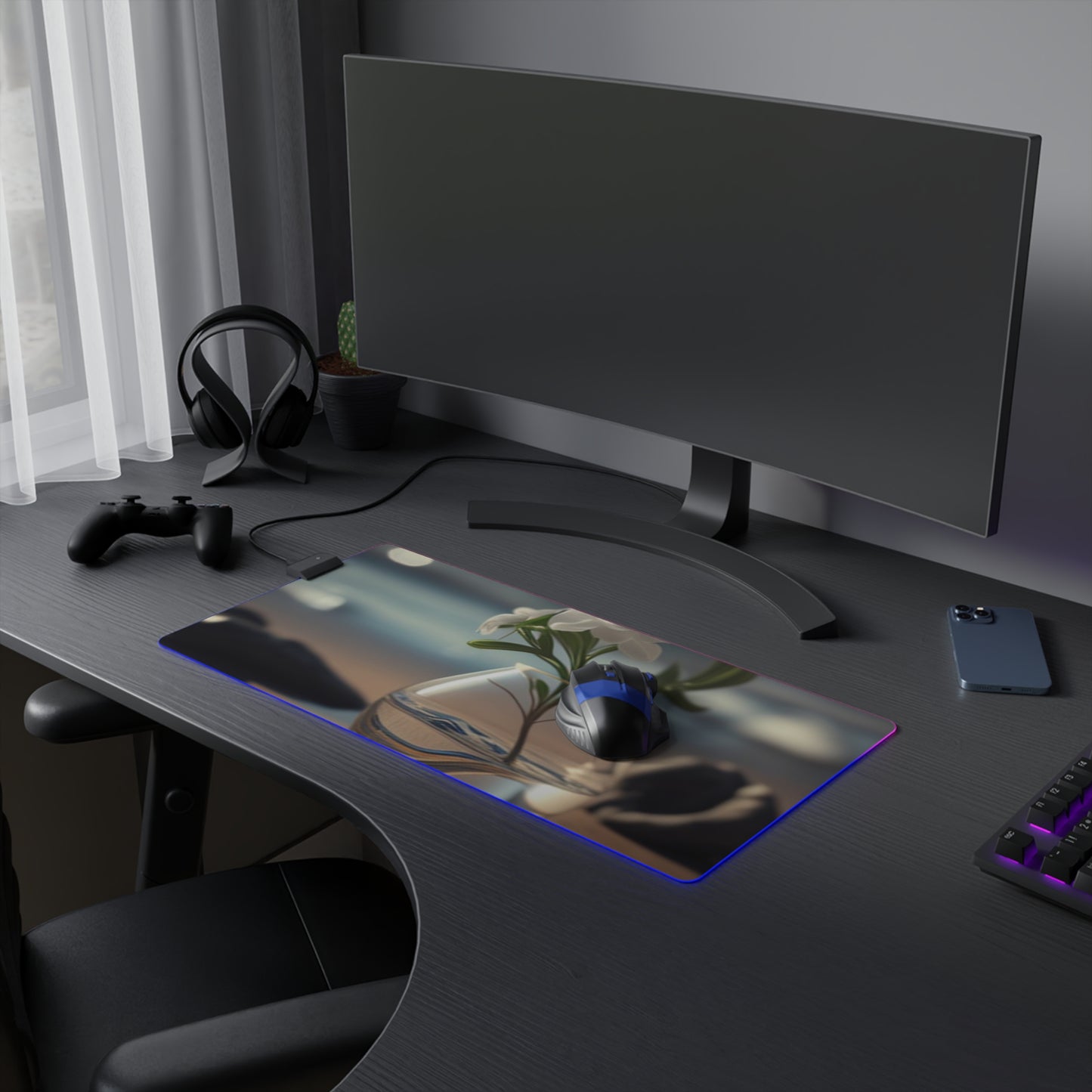 LED Gaming Mouse Pad Jasmine glass vase 3