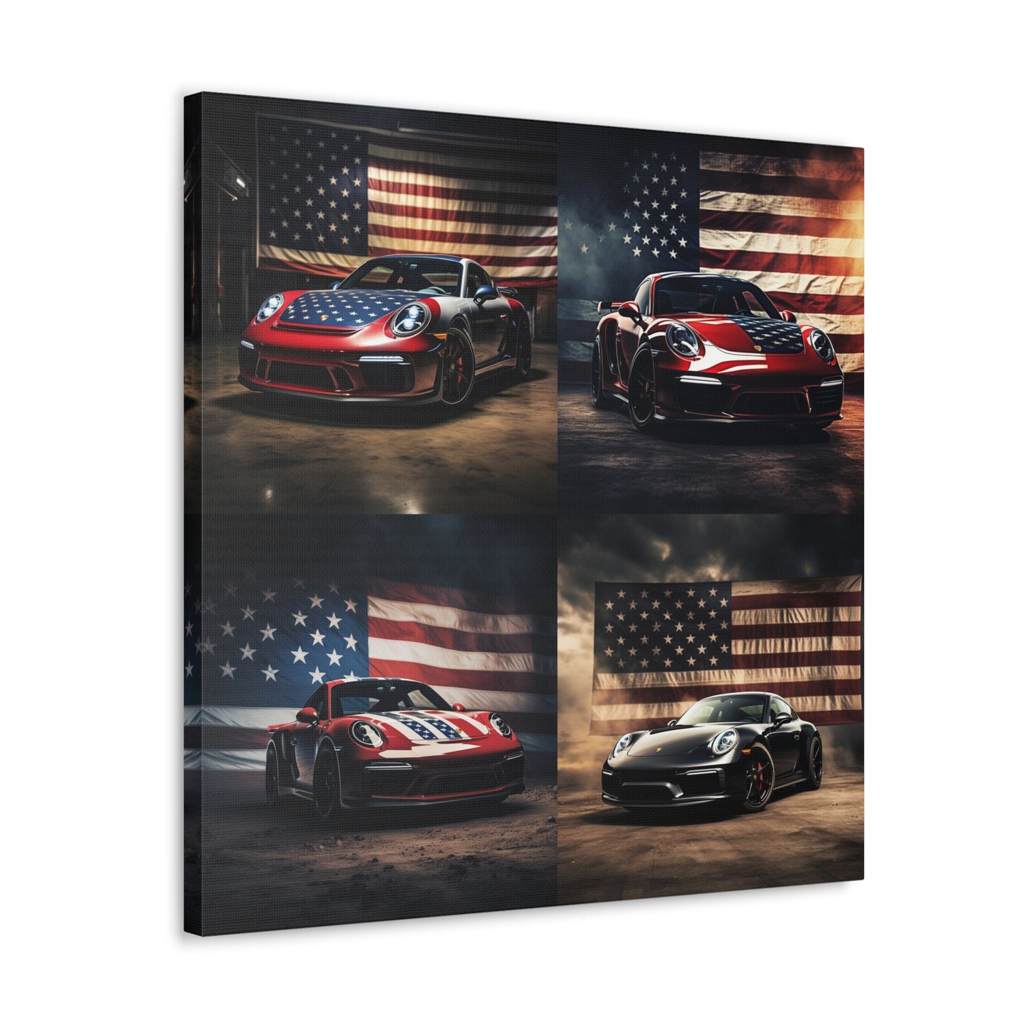 Canvas Gallery Wraps American Flag Background Porsche 5