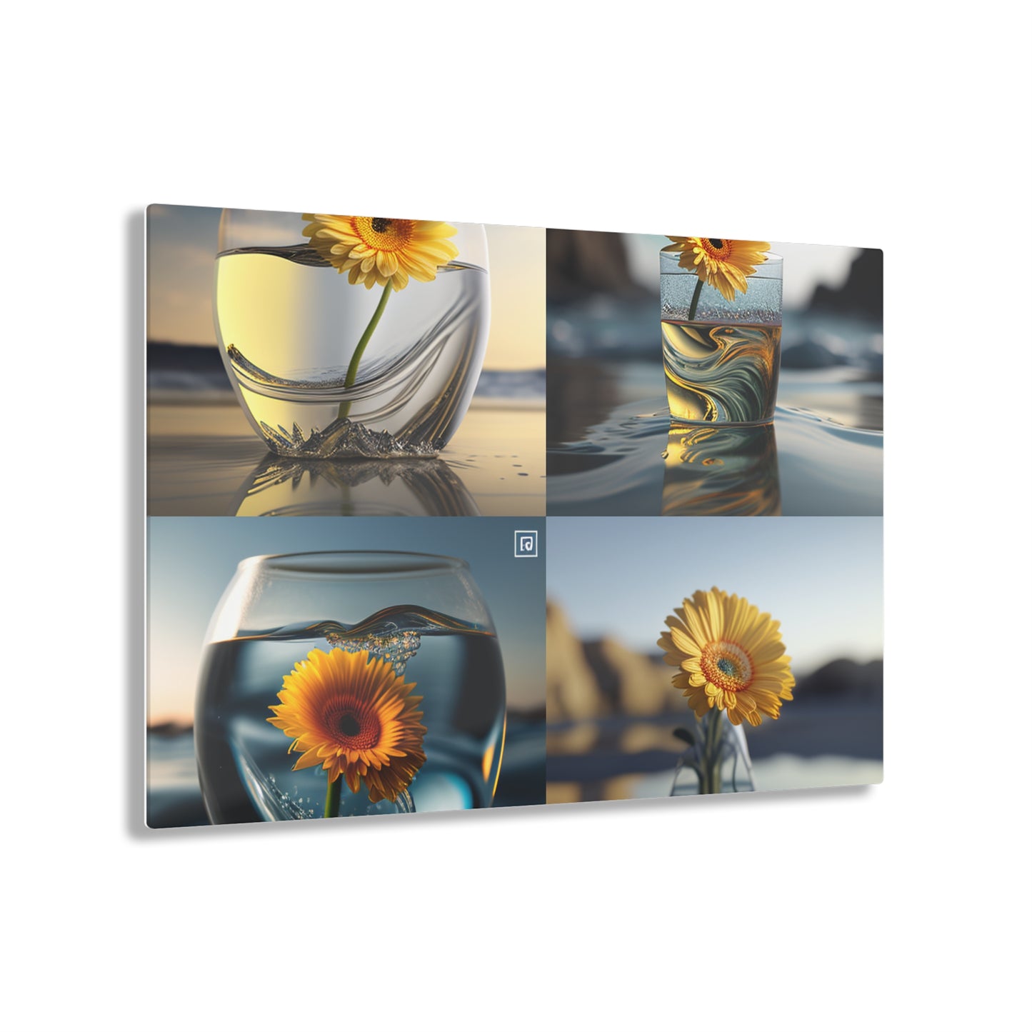 Acrylic Prints yello Gerbera glass 5