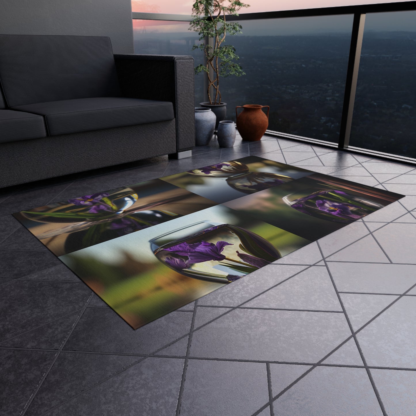 Outdoor Rug  Purple Iris in a vase 5