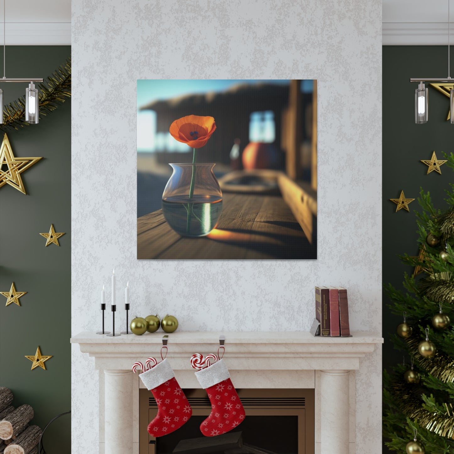 Canvas Gallery Wraps Poppy in a Glass Vase 2