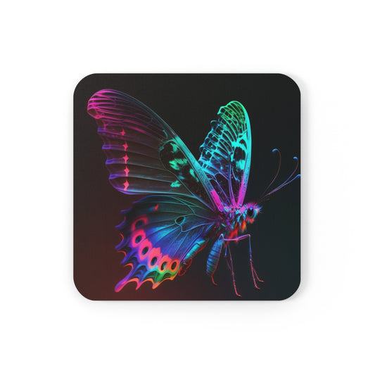 Corkwood Coaster Set Raw Hyper Color Butterfly 1