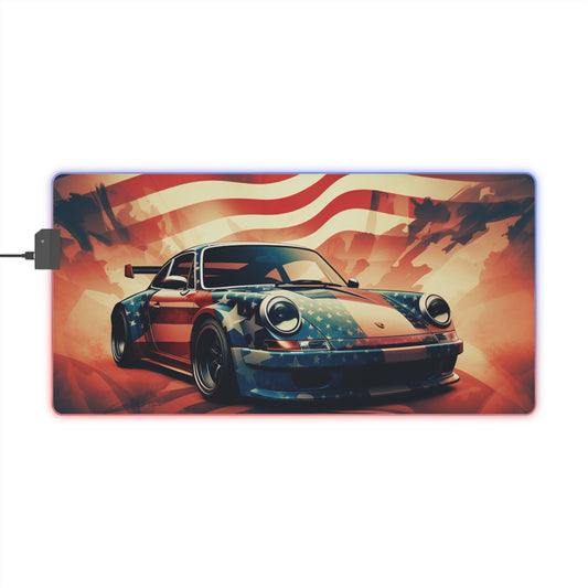LED Gaming Mouse Pad Abstract American Flag Background Porsche 4