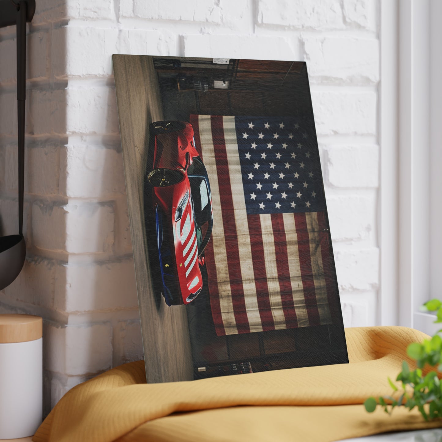 Glass Cutting Board American Flag Farrari 4