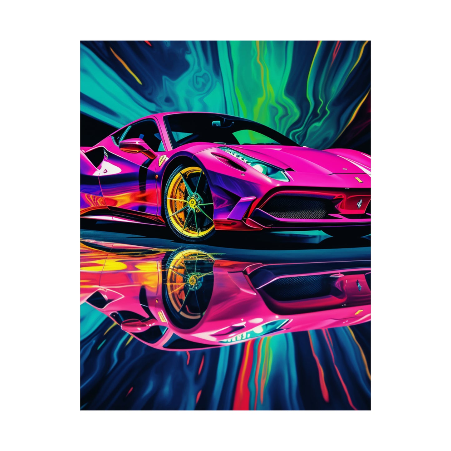 Premium Matte Vertical Posters Pink Ferrari Macro 4