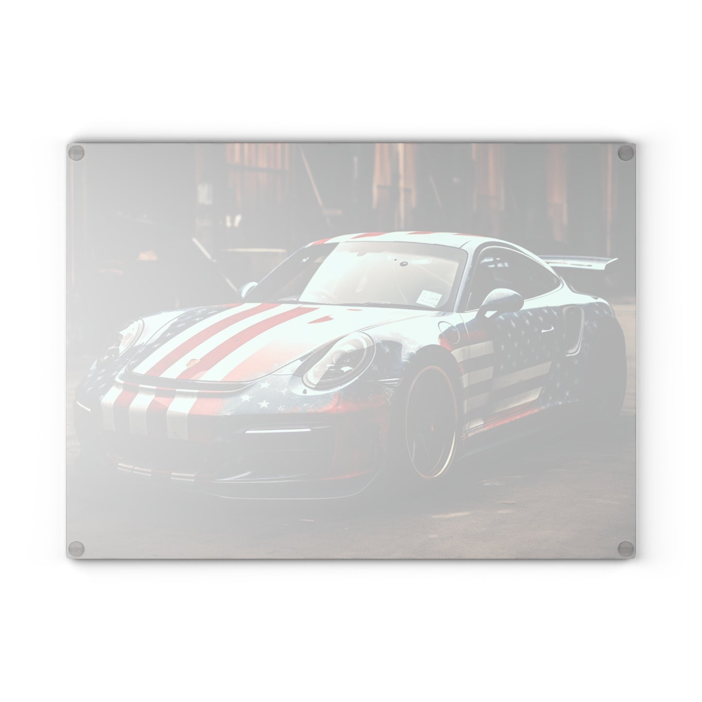 Glass Cutting Board American Flag Porsche 3