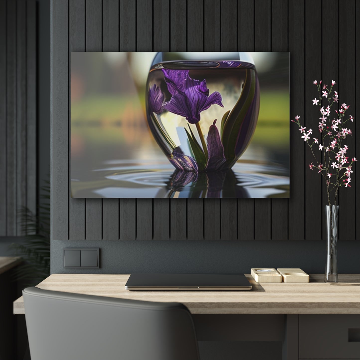 Acrylic Prints Purple Iris in a vase 3