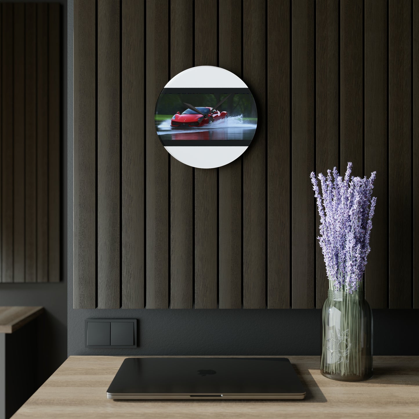 Acrylic Wall Clock Water Ferrari Splash 2