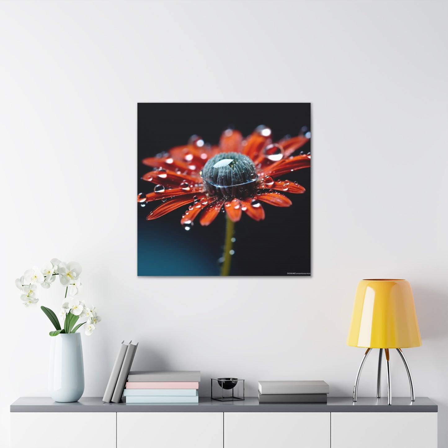 Canvas Gallery Wraps Water drop Macro Flower 1