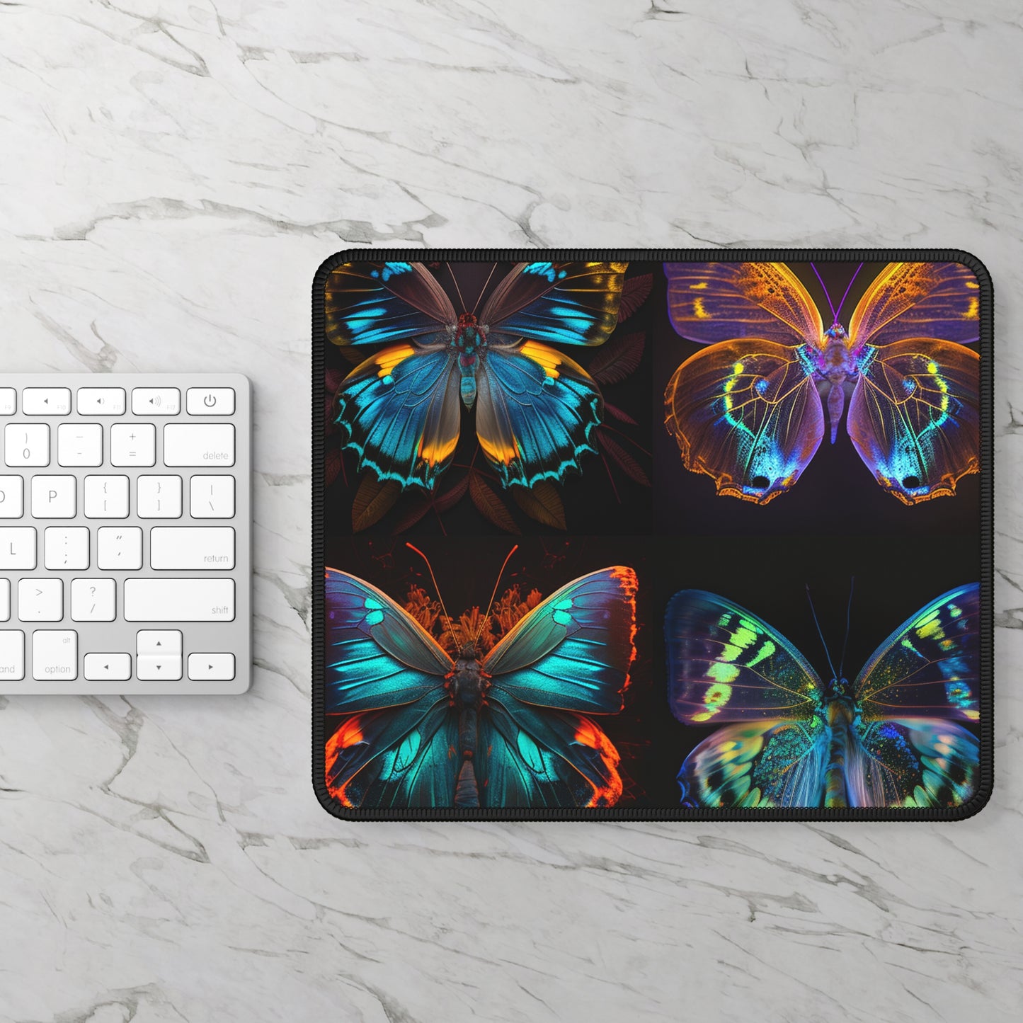 Gaming Mouse Pad  Neon Butterfly Flair 5