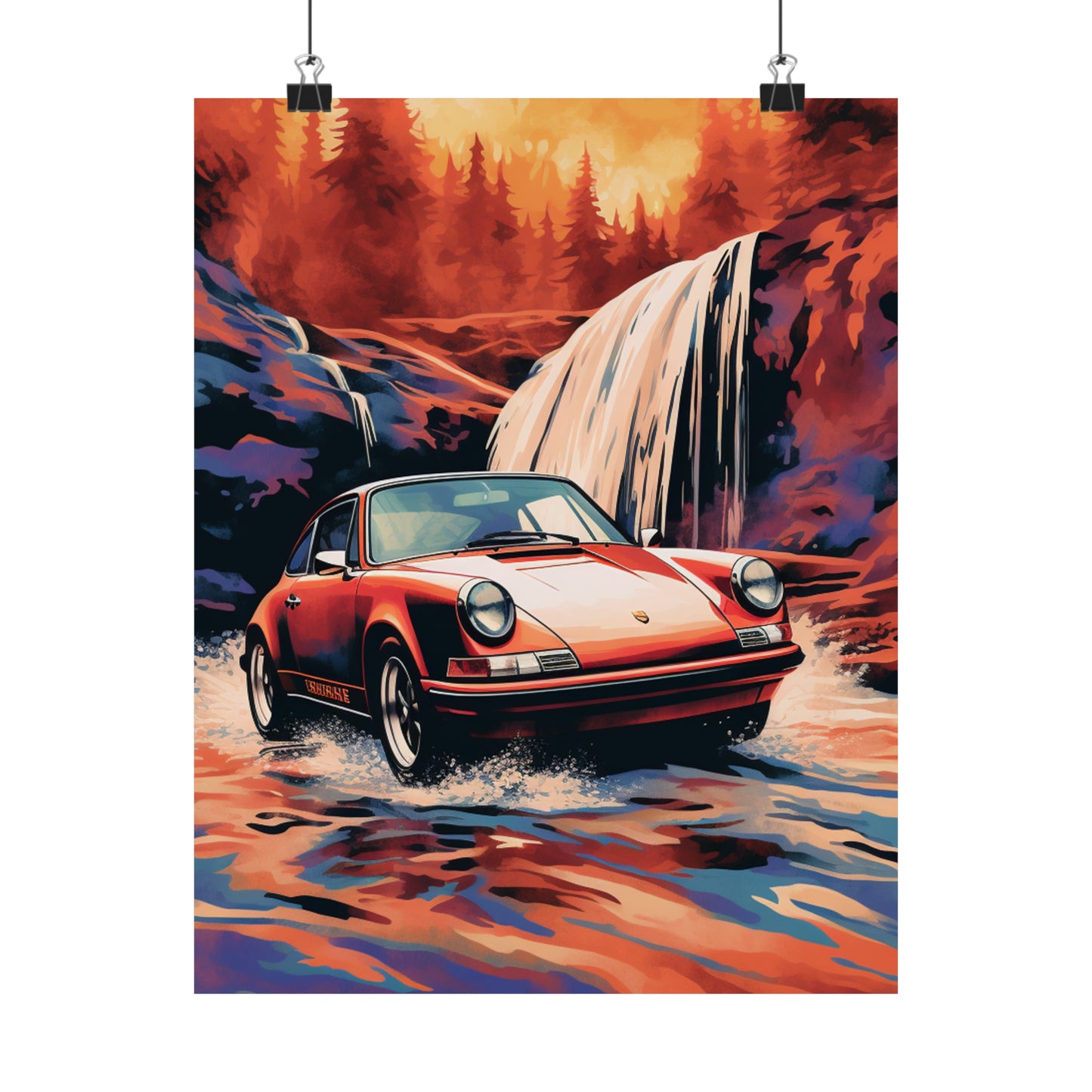 Premium Matte Vertical Posters American Flag Porsche Abstract 4