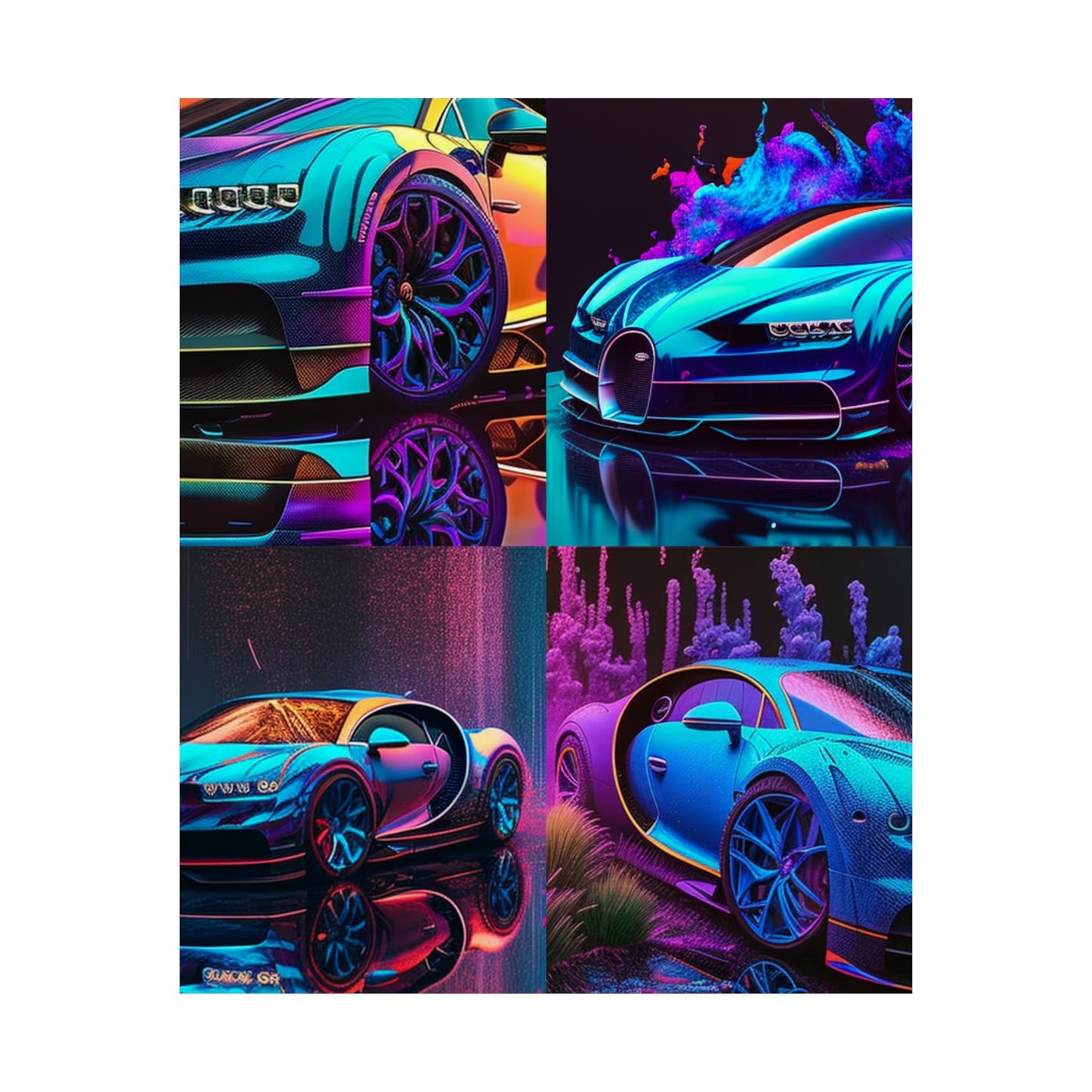 Premium Matte Vertical Posters Bugatti Neon Chiron 5