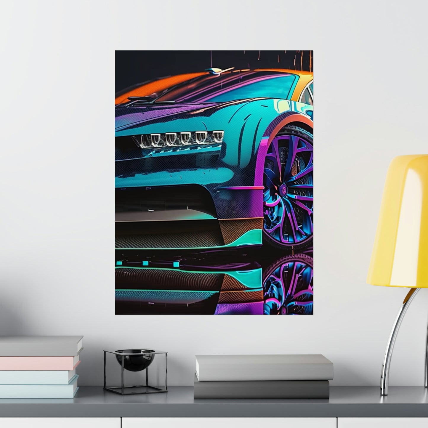 Premium Matte Vertical Posters Bugatti Neon Chiron 1