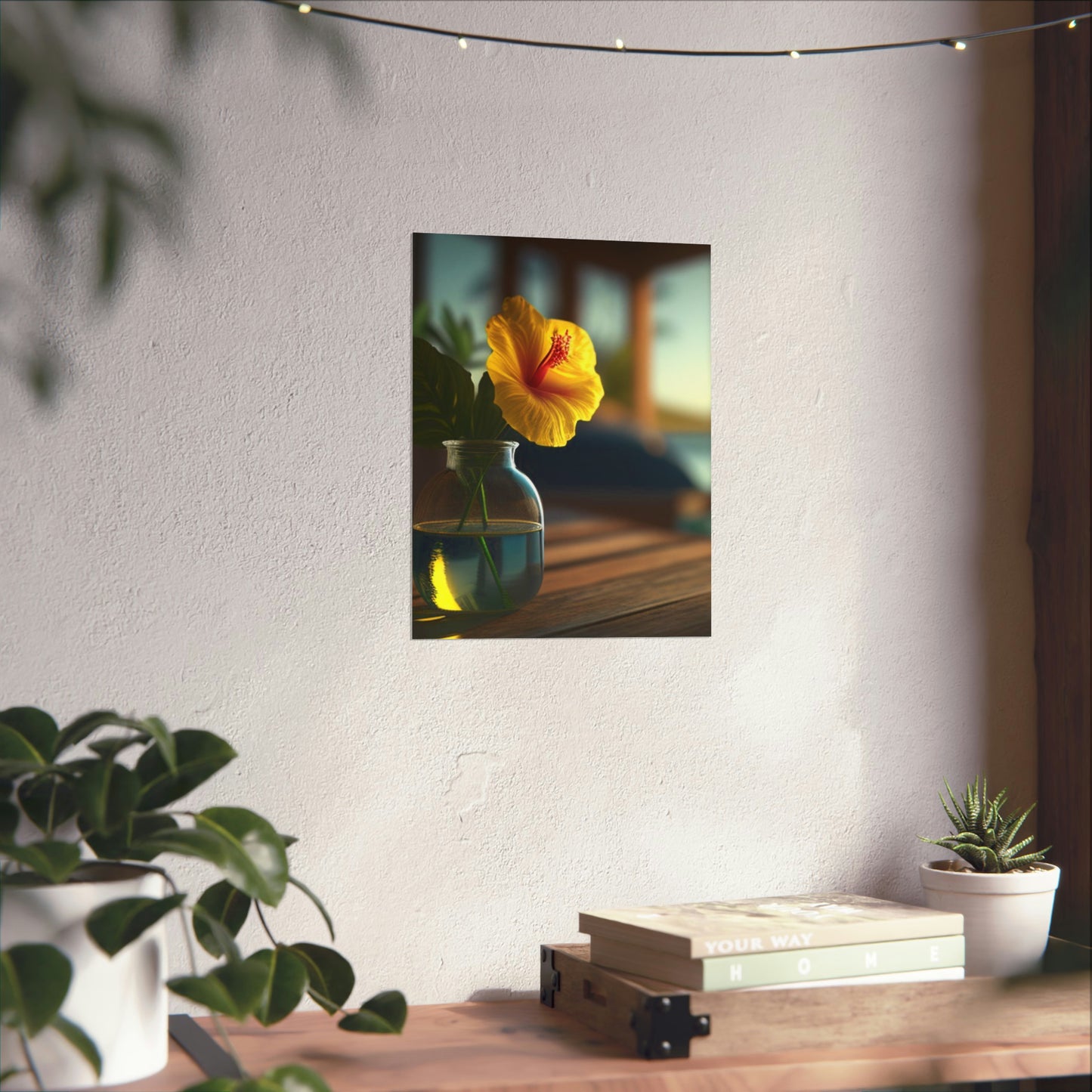 Premium Matte Vertical Posters Yellow Hibiscus Wood 2