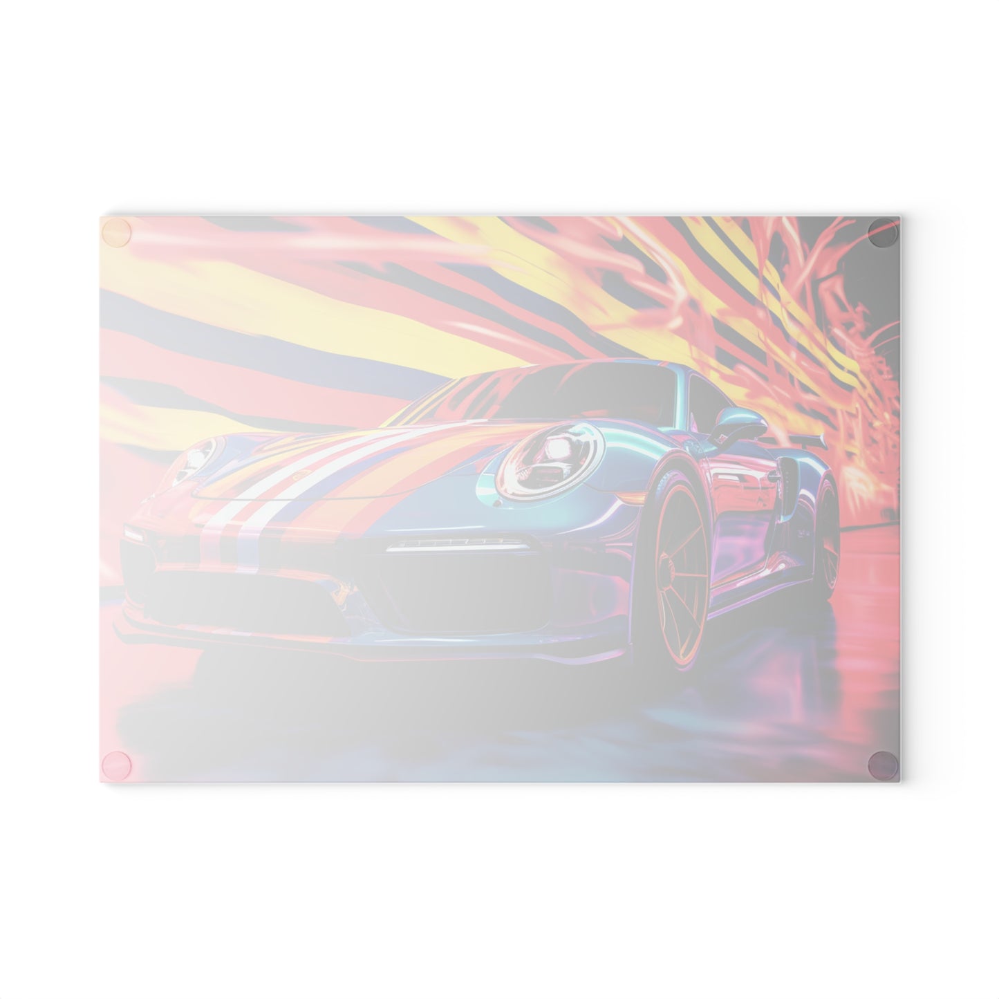 Glass Cutting Board Macro American Flag Porsche 2