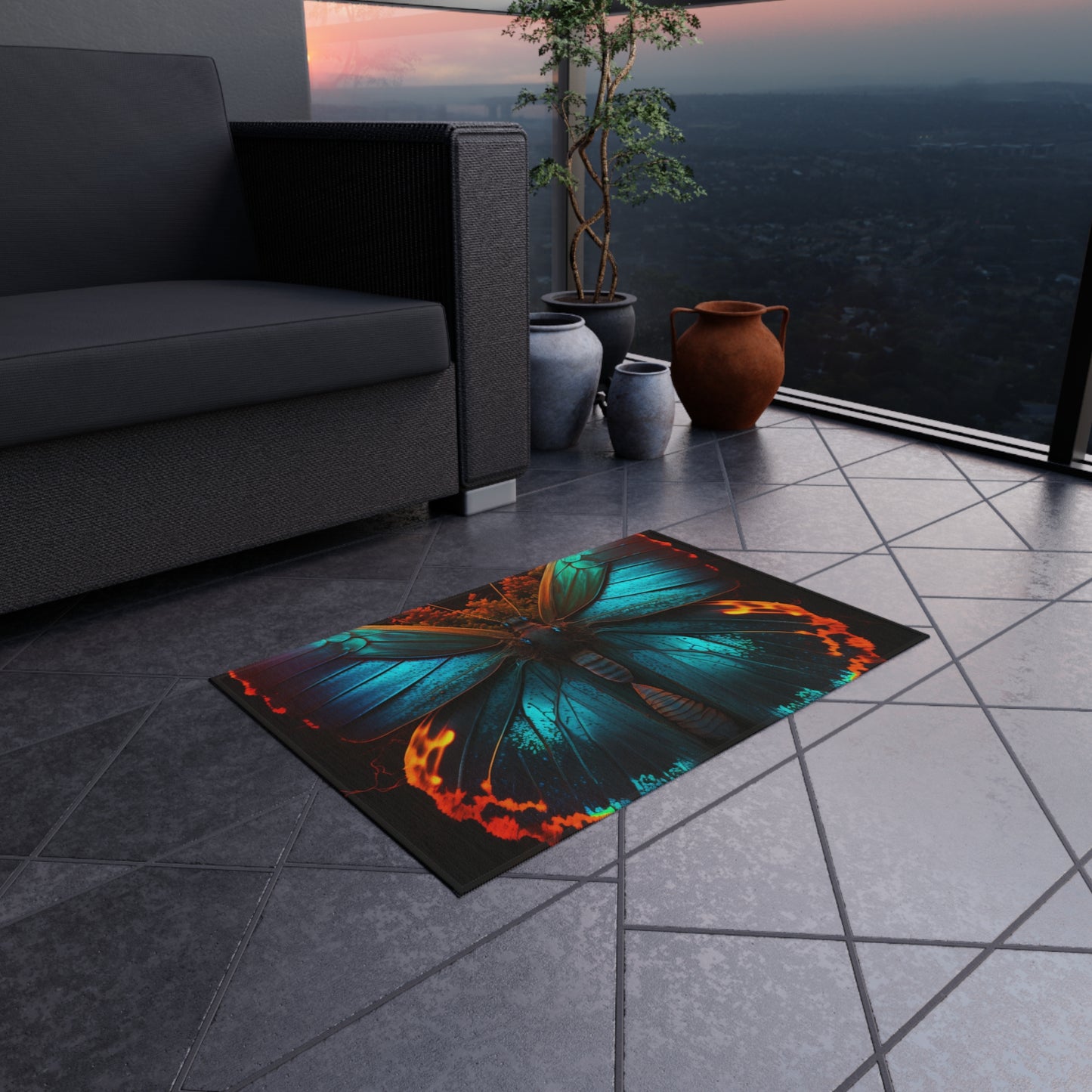 Outdoor Rug  Neon Butterfly Flair 3