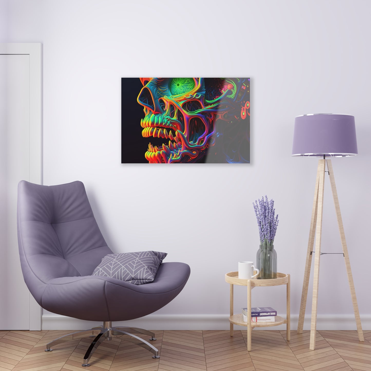 Acrylic Prints Florescent Skull Death 1