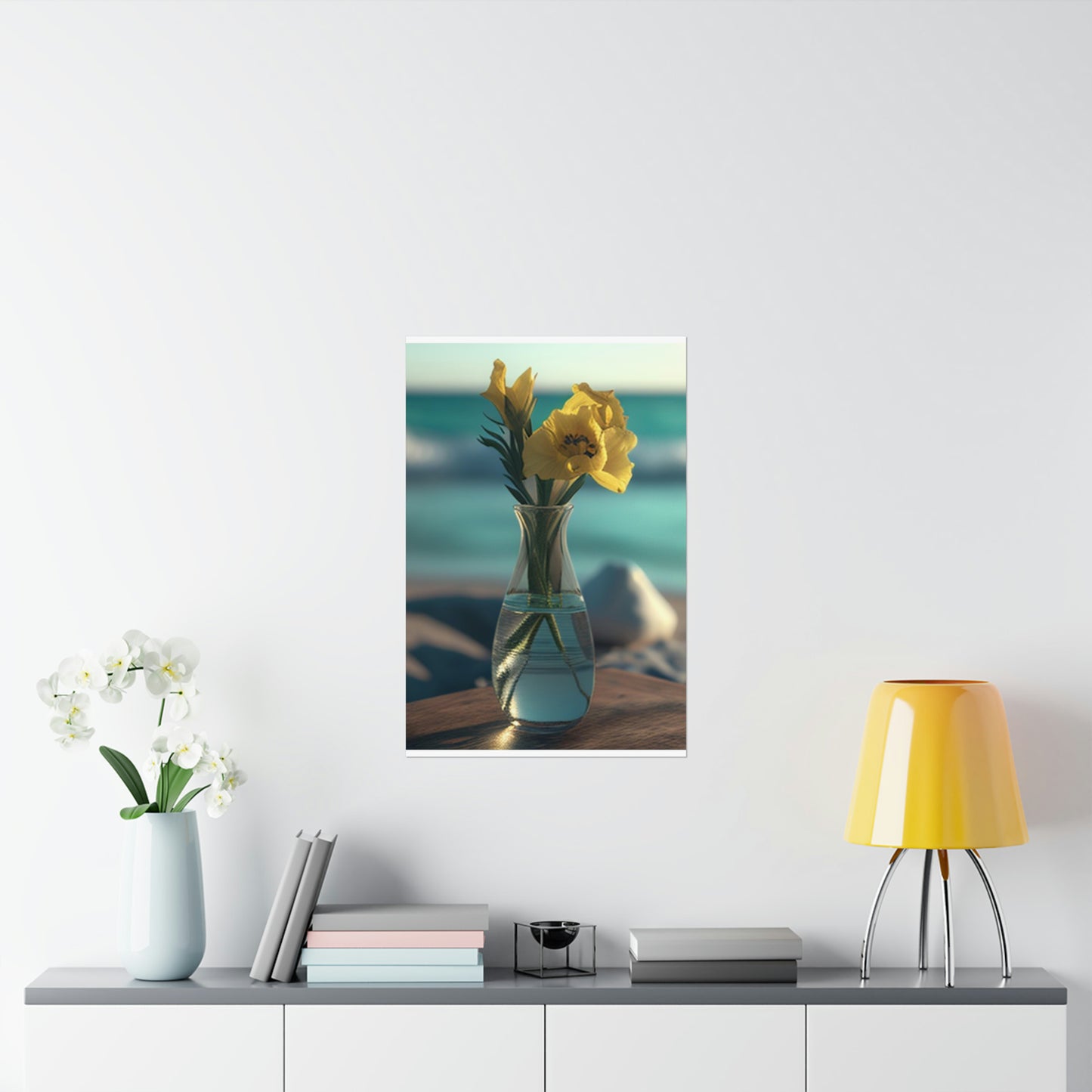 Premium Matte Vertical Posters Yellow Gladiolus glass 4