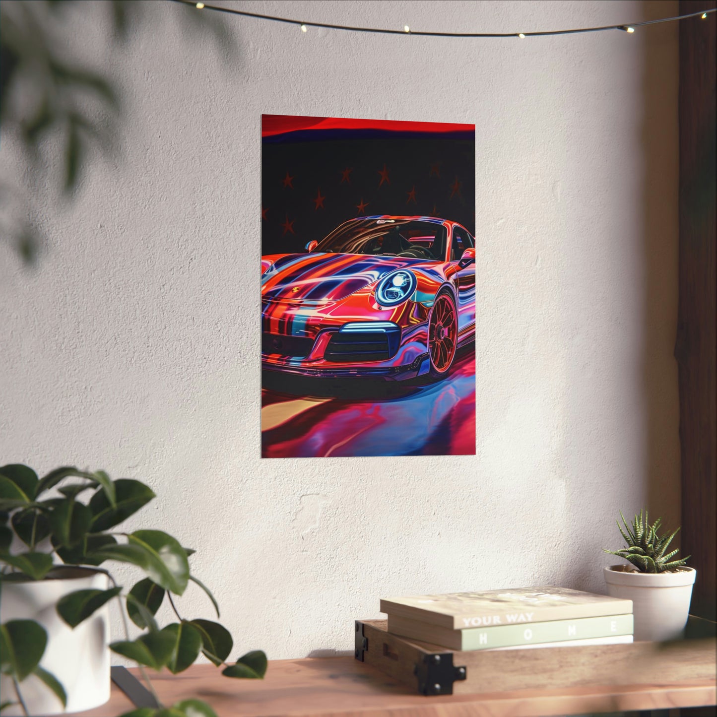 Premium Matte Vertical Posters American Flag Colored Porsche 3