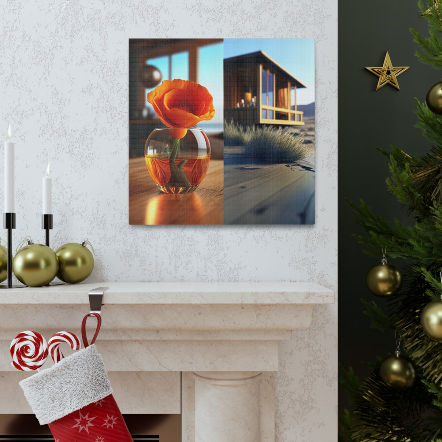 Canvas Gallery Wraps Poppy in a Glass Vase 3