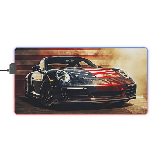 LED Gaming Mouse Pad Abstract American Flag Background Porsche 1