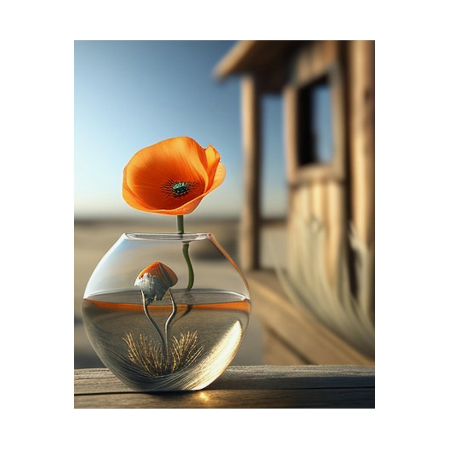 Premium Matte Vertical Posters Orange Poppy in a Vase 1