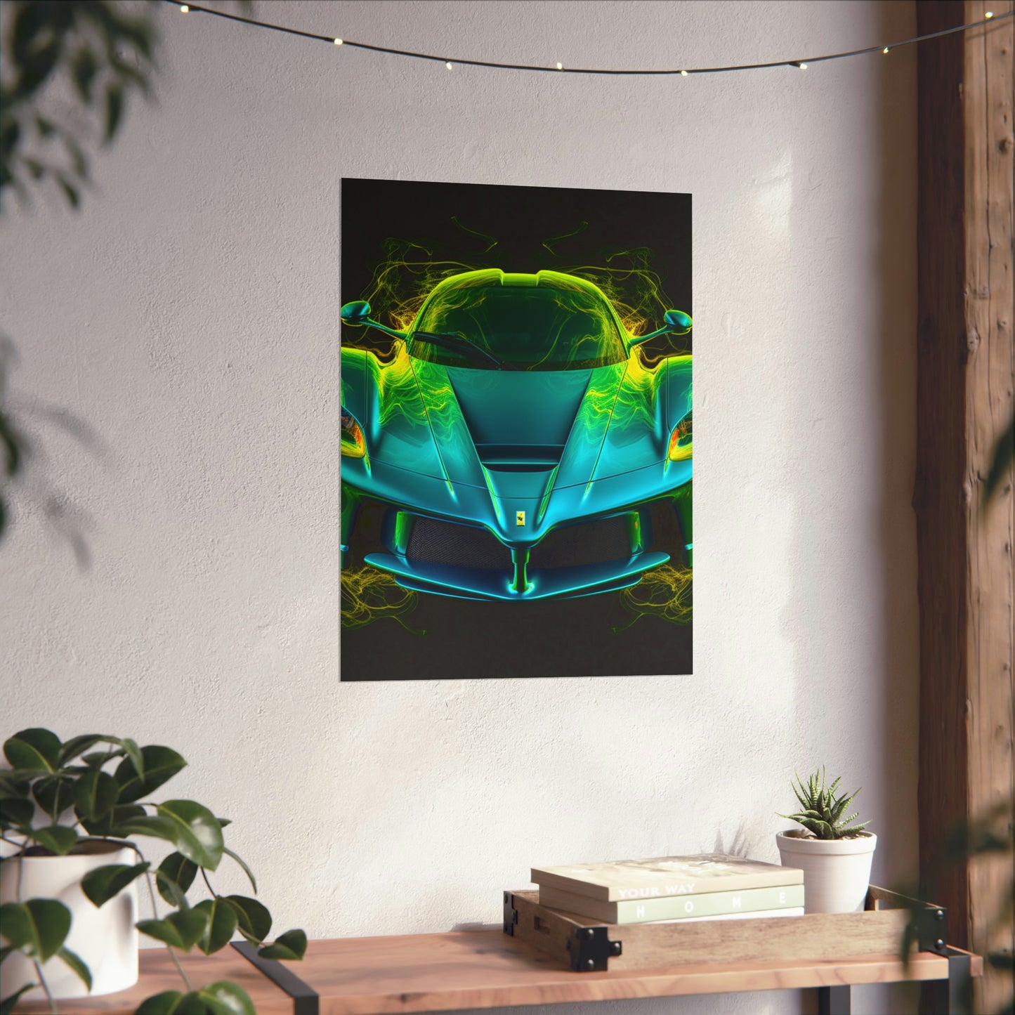 Premium Matte Vertical Posters Ferrari Neon 2