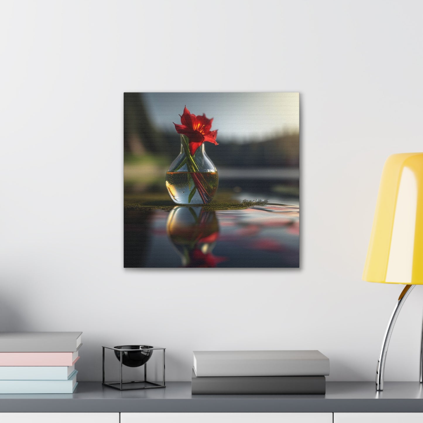 Canvas Gallery Wraps Red Lily in a Glass vase 3