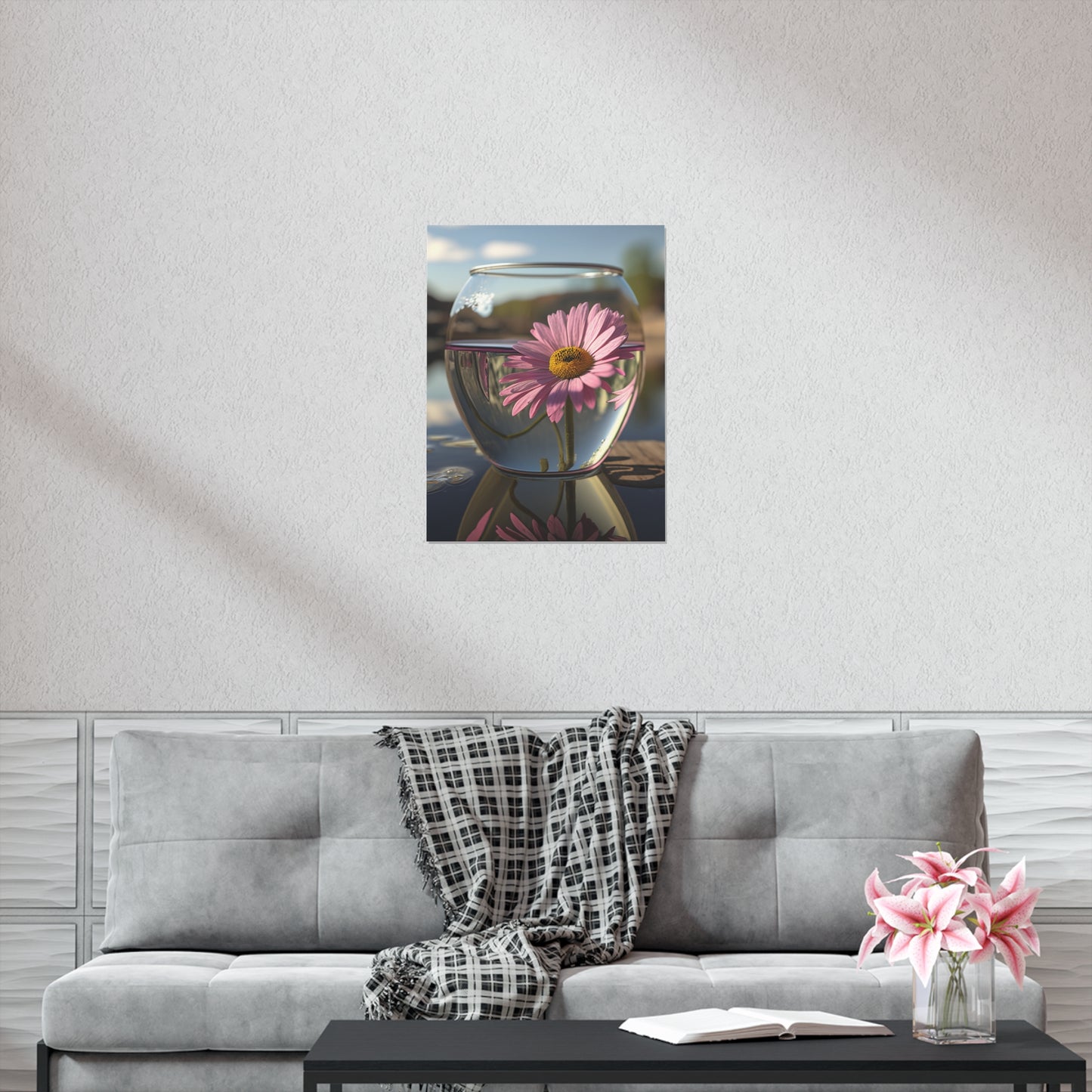 Premium Matte Vertical Posters Daisy in a vase 1