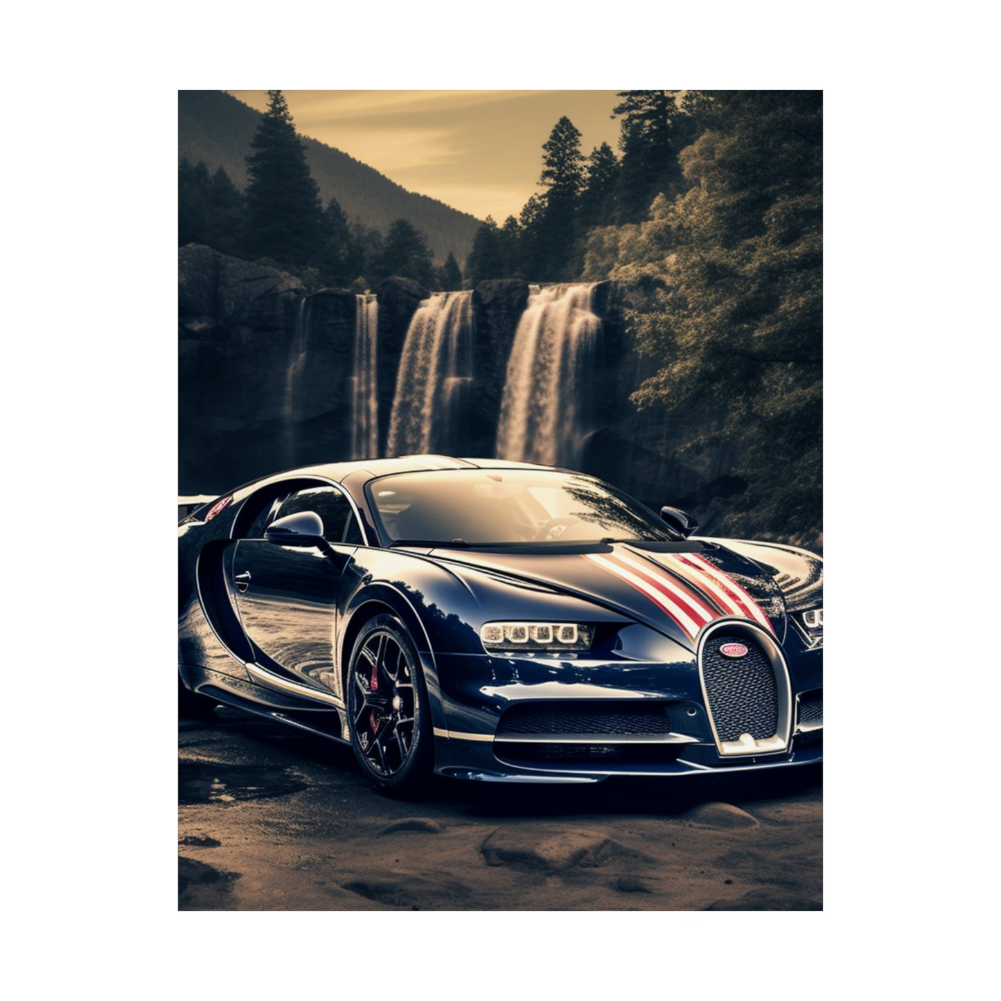 Premium Matte Vertical Posters Bugatti Waterfall 2